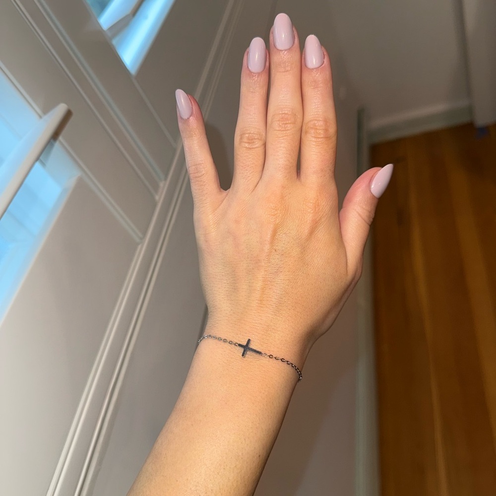 Minimalist Sterling Silver Cross Bracelet Dainty Christian